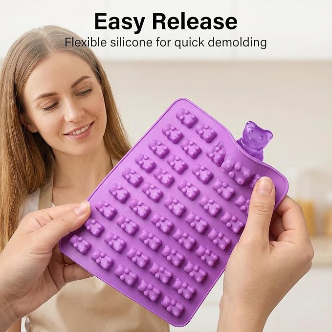 Gummy Candy Molds - 5Pcs Silicone Gummy Mini Bear Molds With 2pcs Dropper,Non-stick and Bpa Free for Mini Candy Chocolate Gummies Baking