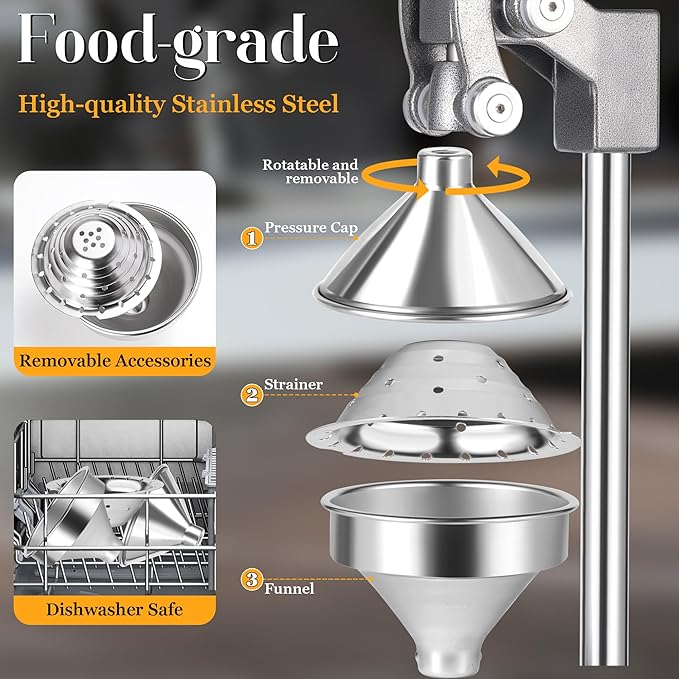 Cast Iron Manual Juicer Hand Press, Lemon Squeezer, Commercial-Grade Citrus Press Suitable for Oranges, Lemons, Limes, and Pomegranates Easy to Clean Includes Stainless Steel Cup, Gray