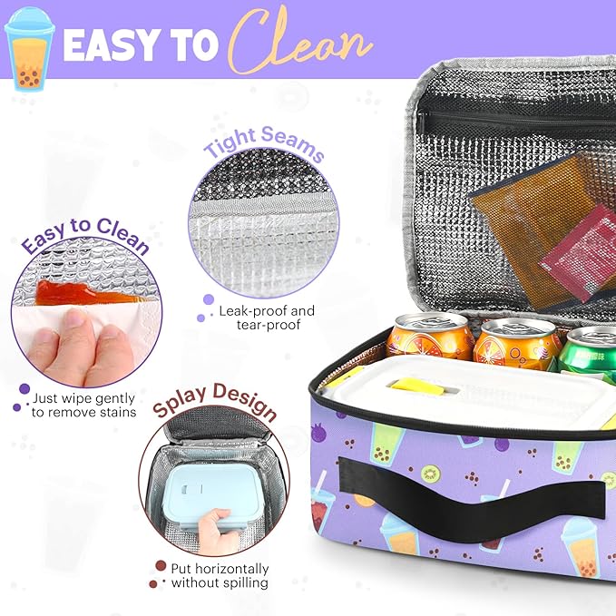 Lunch Box Kids, Insulated Lunch Bag for Women Men, Cooler Reusable Cute Lunch Containers for Boy & Girls, Adults Leak Proof Large Lunch Tote Bags for School, Work, Travel, Picnic Outdoor and Beach