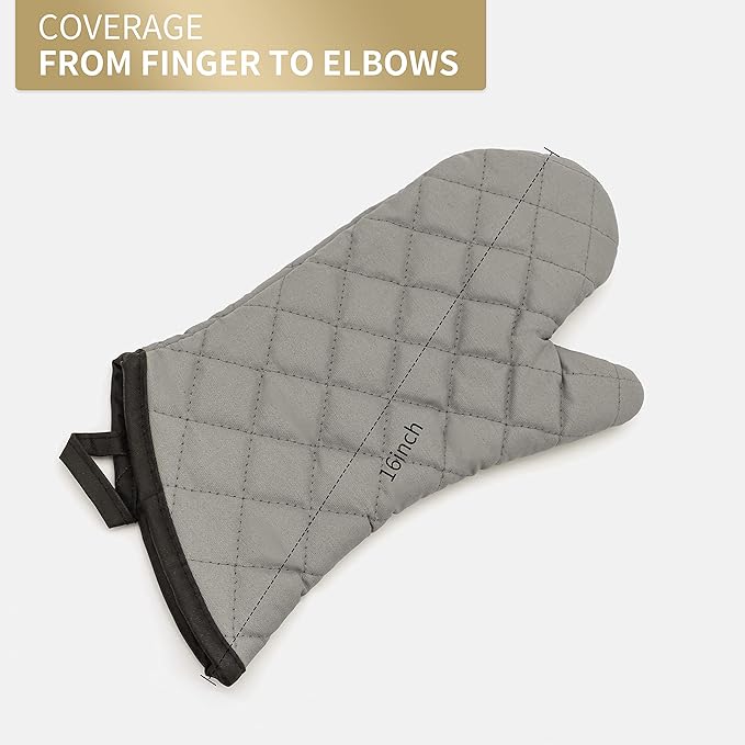 ARCLIBER Oven Mitts 1 Pair of Quilted Terry Cloth Cotton Lining,Extra Long Professional Classic Oven Mitt Heat Resistant Kitchen Oven Gloves,16 Inch