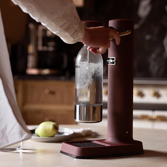 Aarke Carbonator lll, Sparkling & Carbonation Water Machine, Stainless Steel with PET BPA-Free Reusable Bottle Volume 1L/34 fl oz (Burgundy)