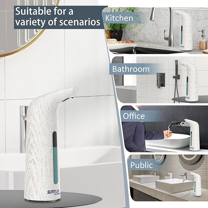 Automatic Soap Dispenser Touchless,400ML Hand & Dish Countertop Electric Liquid Dispenser with Sensor,Modern 4 Gear Adjustable Waterproof Battery Operated Kitchen Auto Soap Pump