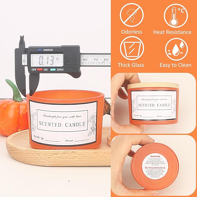 MILIVIXAY 20 Pack 4 OZ Fall Candle Jars with Lids and Candle Making Kits - Bulk Wide Mouth Small Empty Candle Jars for Making Candles - Spice, Powder Containers.