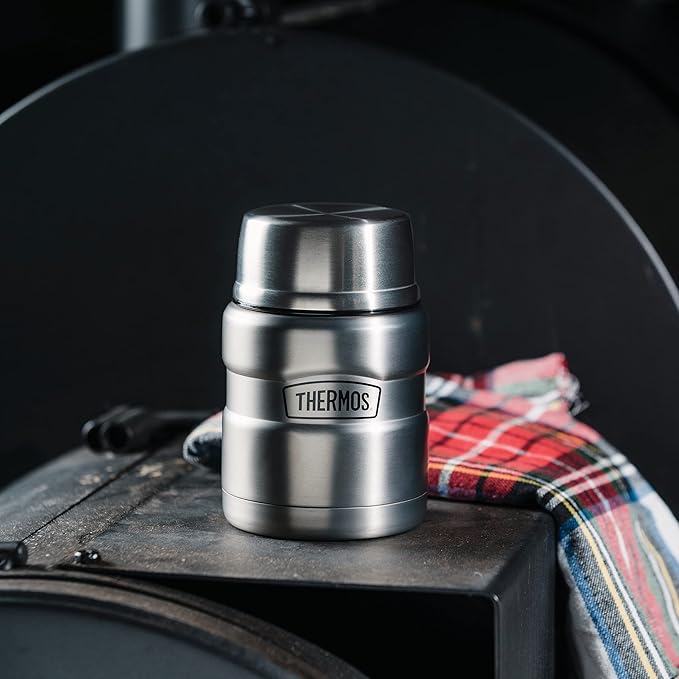 THERMOS Stainless King Vacuum-Insulated Food Jar with Spoon,16 Ounce,Army Green,(Pack of 4)