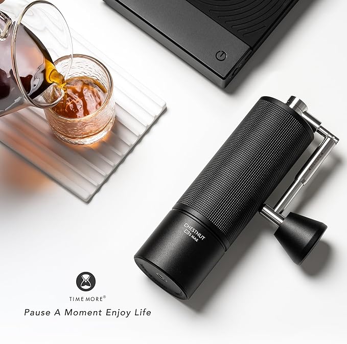 TIMEMORE Chestnut C3S MAX Manual Coffee Grinder Stainless Steel S2C Conical Burr Coffee Grinder, Capacity 35g Hand Coffee Grinder with Foldable Handle, Adjustable Grind Setting for Espresso, Black