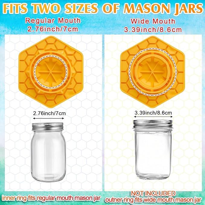 4 Pack Bee Feeder for Mason Jar Bee Watering Station Garden Silicone Sugar Water Feeder Beekeeping Drinking Equipment Tools with Mason Jars for Drinking Water (Ginger Yellow,Hexagon)