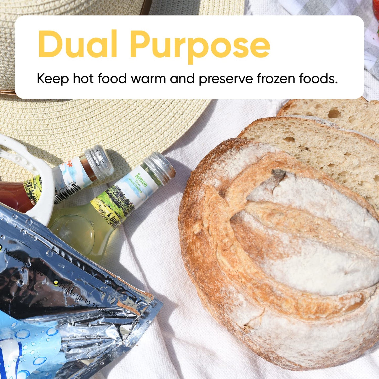 Superio Hot and Cold Insulated Bags for Food Delivery, Grocery Shopping Bags, Food Storage for Hot and Frozen Food for Travel, Disposable Cooler Bag, Reinforced Thermal Lunch Bag (1, 16"x19.25")