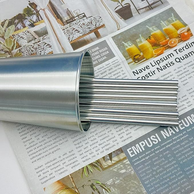 Straight Metal Straws 200 Pack. 8.5" Reusable Stainless Steel Straws in Bulk Order for Drinks.NiceCaTeLe Drinking Straws for 30oz & 20oz Tumblers Yeti Water Bottle (8.5" - Silver, 200pcs - Straight)