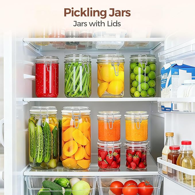 ComSaf 6-Pack 25oz Straight Sided Glass Jars with Lids, Meal Prep & Canning Containers for Overnight Oats, Salads, Fermenting & Pickling, Easy-to-Clean Cylinder Canisters for Pantry