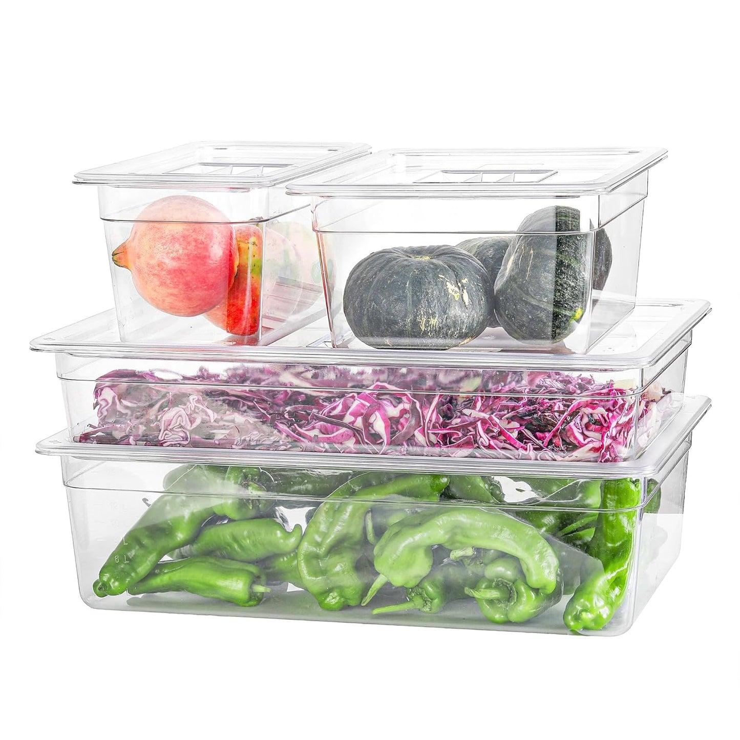 6 PCS Food Pan Lids 1/6 Size Polycarbonate Clear Pan Lids with Handle Food Storagge Container Cover for Commercial Restaurant Hotel Dishwasher Safety