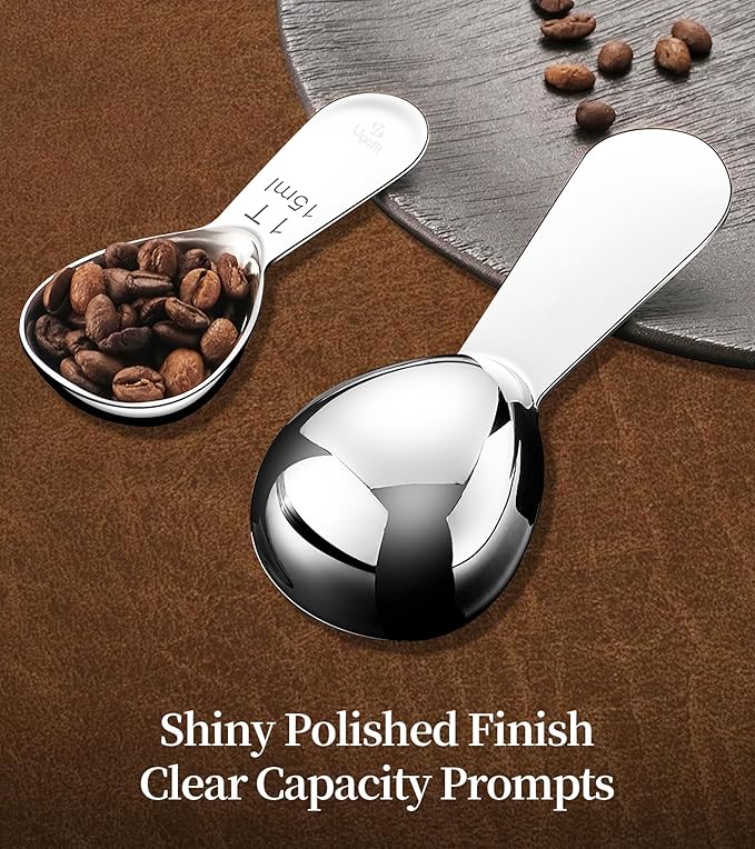 Ugotit Coffee Scoop for Ground Coffee, 1 Tablespoon Short Handle 304 Stainless Steel, Precise Measuring Spoon, Fits Canisters & Protein Powder Containers