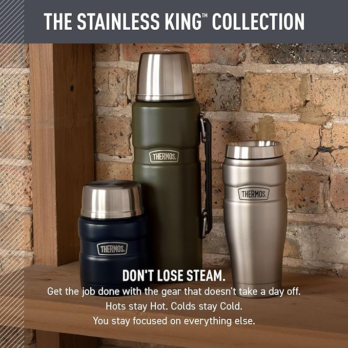 THERMOS Stainless King Vacuum-Insulated Beverage Bottle, 40 Ounce, Rustic Red