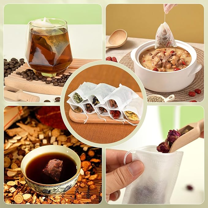 500Pcs Disposable Tea Bags for Loose Leaf Tea, Empty Tea Filter Bags with Cotton Drawstring, Fillable Tea Infuser Sachets for Loose Tea, Coffee, Herb, Spice and More (3.54"x 2.75")
