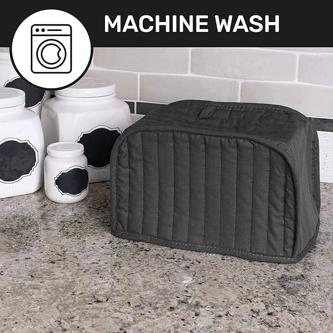 RITZ Premium Universal Two Slice Toaster Cover, 11.25" x 5.75" x 7", Polyester and Cotton Quilted, Fingerprint Protector, Super Soft Dust Cover, Appliance NOT Included, Graphite