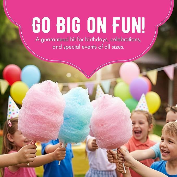 The Candery Cotton Candy Floss Sugar 6lbs 96oz jars- 3 Pack Strawberry, Raspberry Blue and Grape Easy Pour Easy Grip Reusable Jars