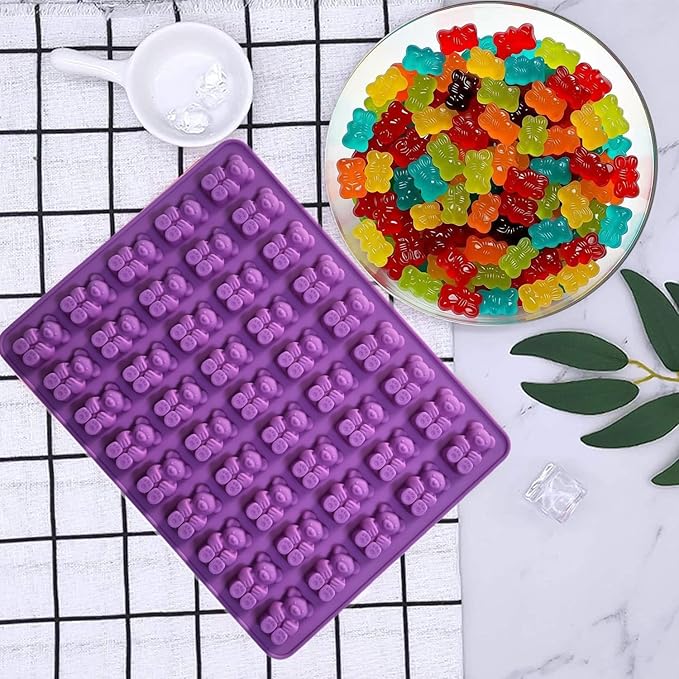 Gummy Candy Molds - 4Pcs Silicone Gummy Bear Molds With 2pcs Dropper,Non-stick and Bpa Free for Mini Candy Chocolate Gummies Baking
