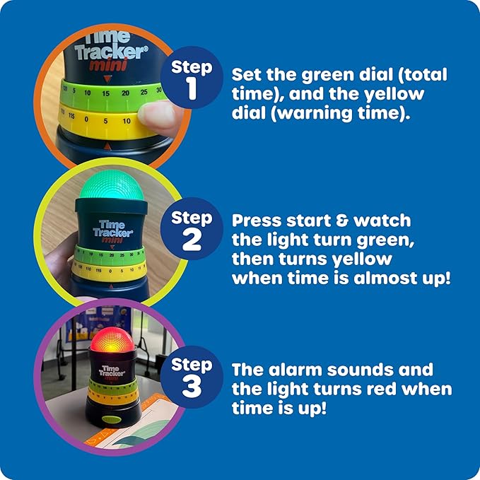 Learning Resources Time Tracker Mini Visual Timer, Classroom Timer, Hand Washing Timer, Auditory and Visual Cue, Ages 3+