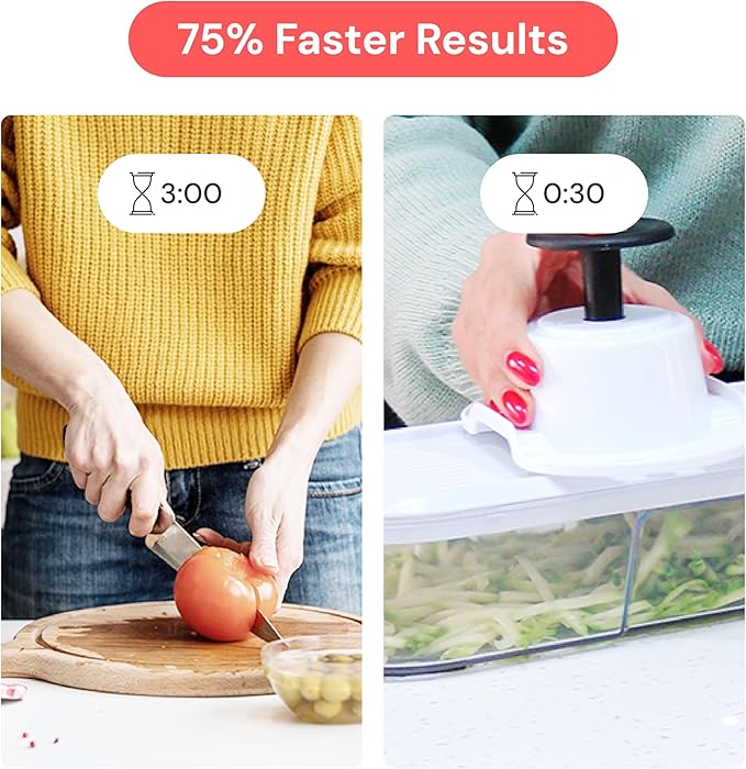 Fullstar Mandoline Slicer for Kitchen - Vegetable Chopper, Onion Potato Food Veggie Fruit Slicer and Cutter with Container, Kitchen Gadgets & Accessories, Home Essentials (6-in-1, Full White)