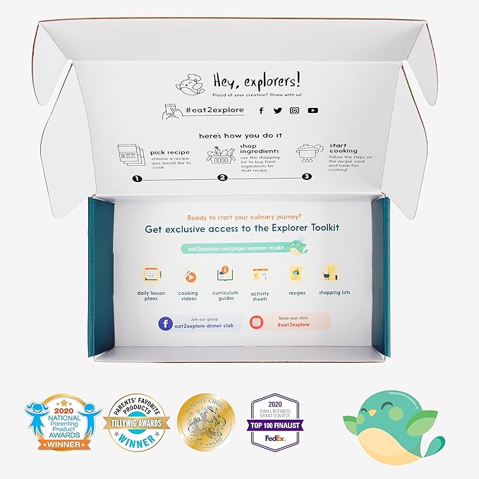 eat2explore Kids Real Dessert Baking Kit for Families | Includes 3 Recipe Cards from Japan, Turkey and Columbia with Key Ingredients, Baking Tools, Perfect for Families and Homeschooling