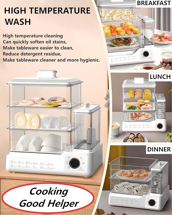 Zuhuachi 24L Electric Steamer, Three-Layer Food Steamer, Stainless Steel Steamer With Detachable Water Tank, 800w Large Capacity Breakfast Machine With Timer, Suitable For Families And Gatherings