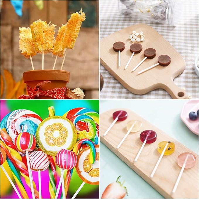 500Pcs 6 Inch White Paper Lollipop Sticks, Paper Sucker Sticks, Cake Pop Stick for Cake Toppers, Chocolate,Cookie,Rainbow Candy