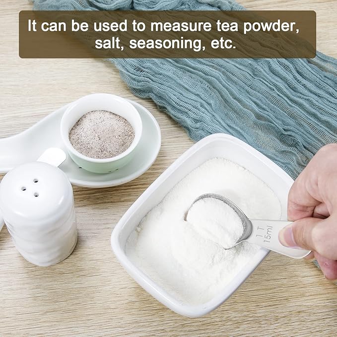 Safring Stainless steel coffee scoop 2-piece set (1 tbsp, 2 tbsp) durable Tablespoon, ergonomic measuring spoon, Suitable for small and large jars，short-handled spoon (Silver)