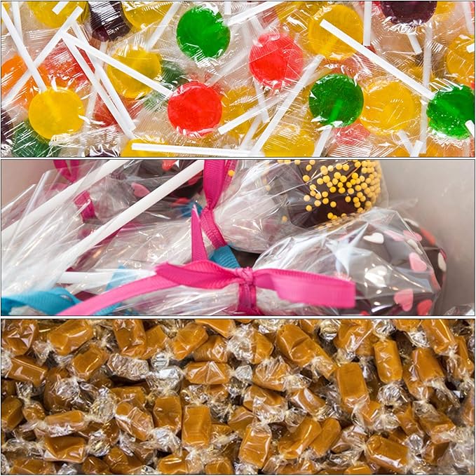 Candy Wrappers for Homemade Candy, 1000 Square Sheets Natural Cellophane, 5"x5" Clear Caramel Wrappers for Chocolate Lollipop Candy Making Supplies