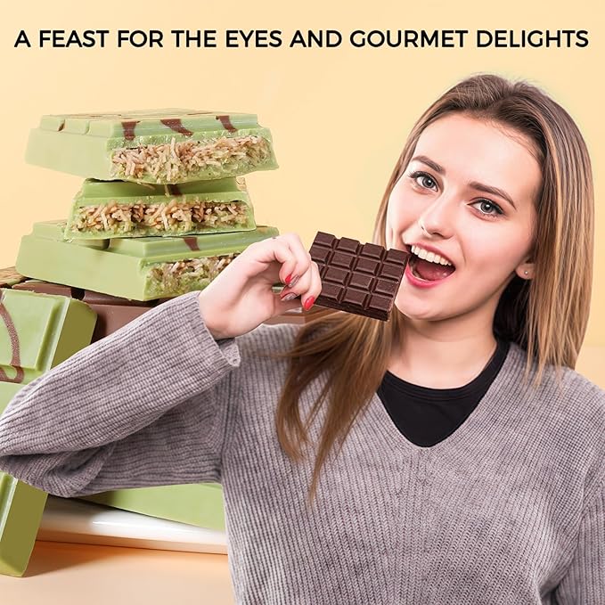 Chocolate Molds - Non-Stick Chocolate Bar Mold, Break Apart Chocolate Bar Maker Food Grade Deep Chocolate Bar Mold For Making Candy Knafeh Pistachio Chocolate Bar - Set of 2