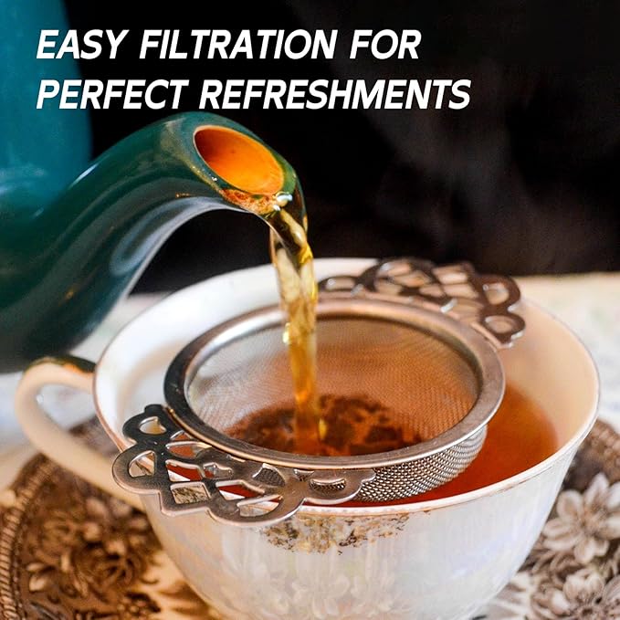 Tea Drain Strainer 304 Stainless Steel Loose Tea Infusers Strainers Mesh Tea Infuser Stainless Steel Loose Leaf Tea Filter with Handles for Loose Tea Juice Coffee Filter(4Pcs)