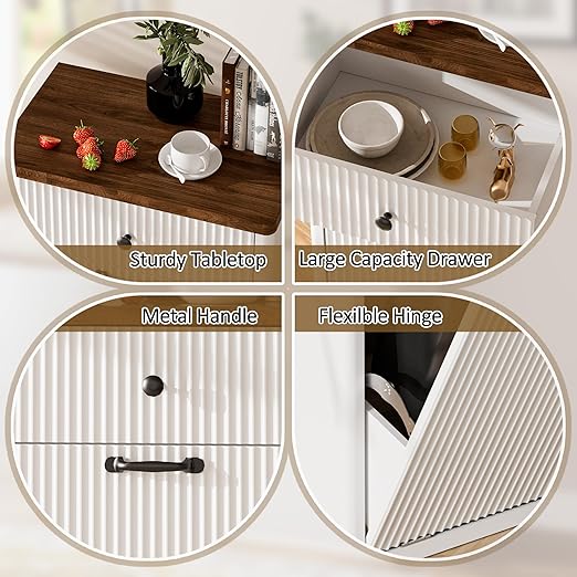 Spurgehom 13 Gallons Tilt Out Trash Can Cabinet Freestanding Kitchen Trash Can Modern Hidden Garbage Recycling Cabinets with Hideaway Drawer Pet Proof Trash Can Holder for Kitchen, White