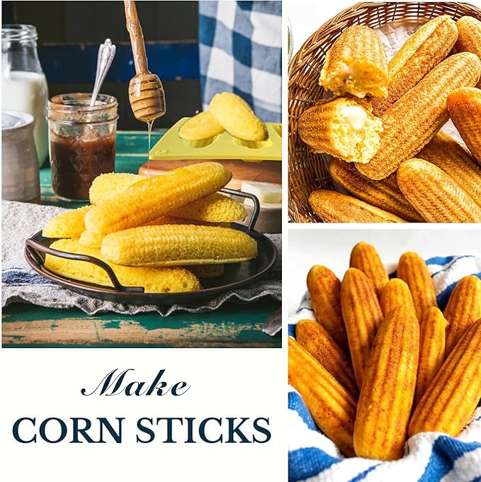 Sidosir 2Pcs Corn Stick Mold Silicone for Baking, 6-Cavity Corn Cob Silicone Molds for Bread, Non-Stick Cake Pan