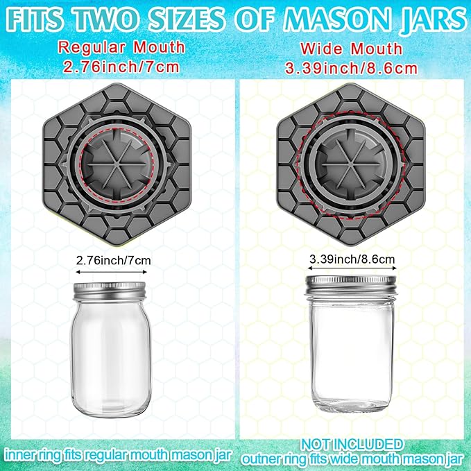 4 Pack Bee Feeder for Mason Jar Bee Watering Station Garden Silicone Sugar Water Feeder Beekeeping Drinking Equipment Tools with Mason Jars for Drinking Water (Grey)