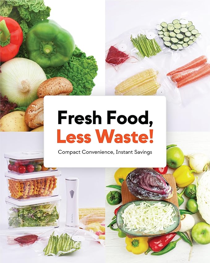 Reusable Vacuum Sealer Bags – 30 Big Food Storage Bags (30x34cm/11.8x13.4in), BPA-Free, Leak-Proof & Odor-Resistant, Compatible with Vacuum Sealer Machines