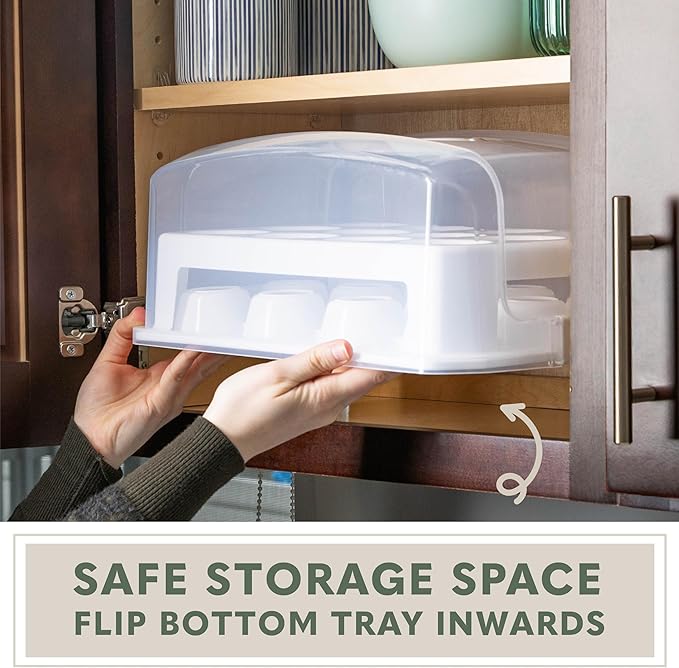 MosJos EXTRA TALL DOME Cupcake Carrier, White Cupcake Holder Carries 24 Cupcake Storage Container, Muffin Traveler Two Tier Stand Reusable Cupcake Box