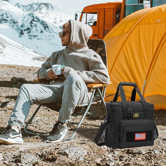 ATRIPACK Lunch Box for Men, Tactical Lunch Bag MOLLE Webbing Leakproof Insulated Large Lunch Cooler Women Adult Meal with Adjustable Shoulder Strap Durable Lunch Pail (Black)