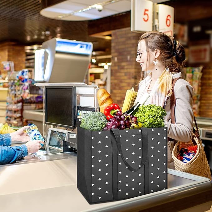 Fab totes 6 Pack Reusable Grocery Bags 35L Large Capacity Heavy Duty Reusable Shopping Bags for Groceries Waterproof Tote Bags for Shopping and Picnic with Sturdy Handles