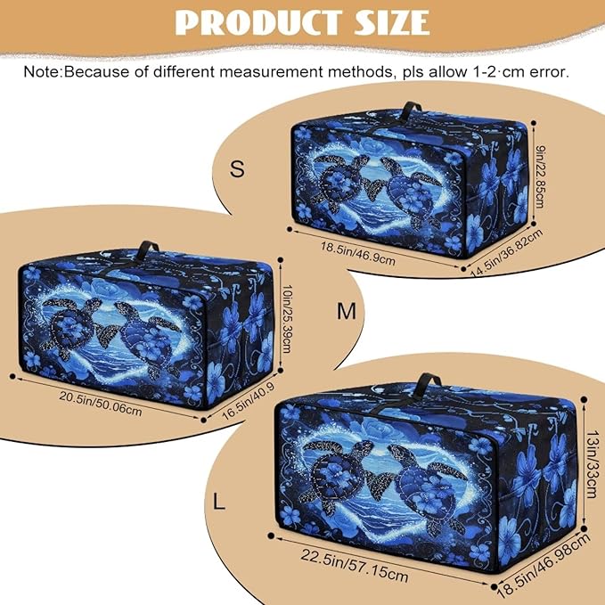 Convection Oven Cover Countertop Appliance Covers Stain-resistant Microwave Oven Protector for Kitchen Home Decor, M, Sea Turtle Love Hibiscus Flower Dark Blue