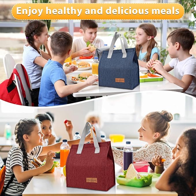 VZZNN 24 Pack Lunch Bags Bulk,Insulated Reusable Lunch Bags with Aluminum for Women Men,Leakproof Tote Large Lunch Box for Office,Work,Beach or Travel,Black