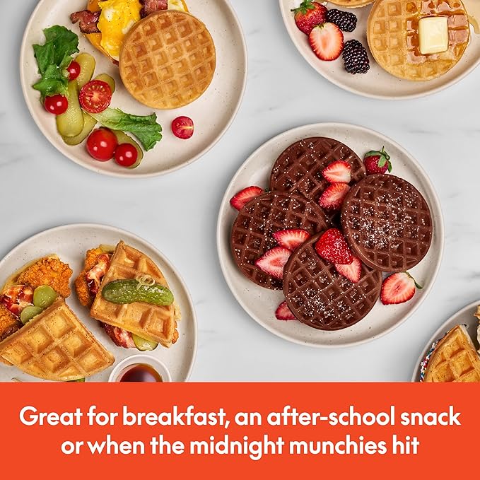bella Snack-n-Store Mini Waffle Maker, EverGood™ Ceramic Nonstick Coating, Cord Wrap, Ready Indicator Light & Cool Touch Handles, Stackable Design & Customizable Plates, 350 Watt, Plum